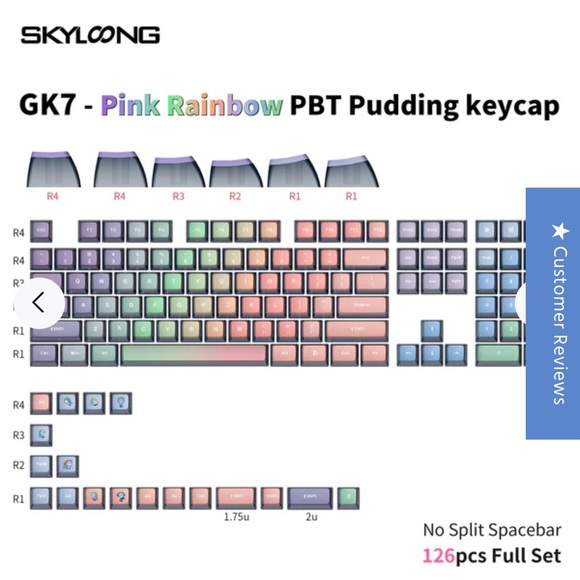 SKYLOONG GK7 PBT Pink Rainbow Pudding Keycap NWT keyboard caps - Picture 2 of 9
